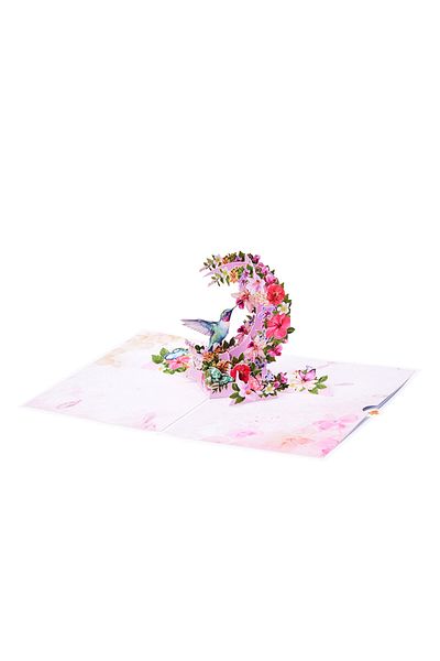 Choice AD-HZH-133 Exquisite Greeting Card Crescent Shape Pop Up Birthday Gifts Black Red Rose Elegant Cat G