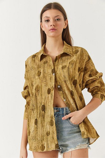 Bianco Lucci Women's Off-Shoulder Printed Oversize Shirt 60398 60271063