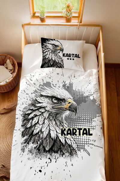 Homamia İsme Özel %100 Pamuk 100x200 Montessori Nevresim Takımı Kartal