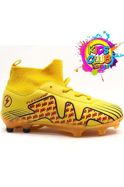 Kids Club Shoes Pantofi de crampă pentru copii cu șosete galbene Neymar