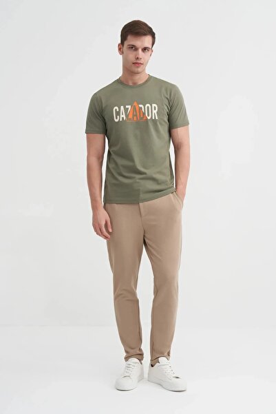 Cazador Slim Fit Crew Neck Cotton Printed T-Shirt