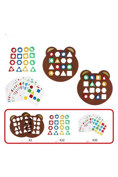 OLOEY Double DIY Geometric Shape Color Matching 3D Puzzle Baby Montessori Learning Educational Interactive