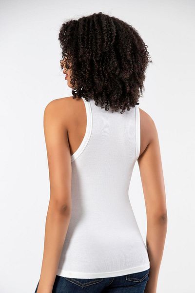 ERDEM İÇ GİYİM Weweus White Viscose Camisole Halter Neck Soft Textured Singlet 2107