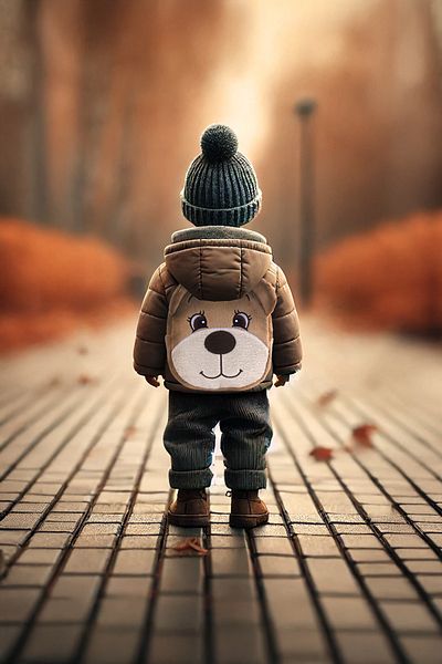 KidHug Bear Nursery Bag Doo Children's Bag Embroidered & Printed Horse Feather Fabric Children's Bag 0-8 Years
