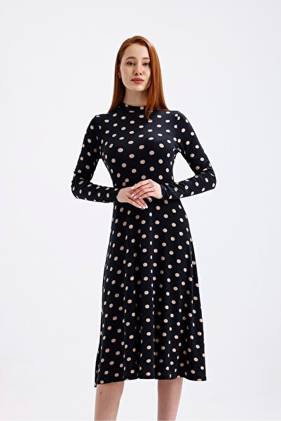 Miss Murem Patterned Viscon Dress-Point