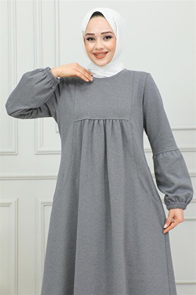 Mec Fashion Αθλητικό φόρεμα με μανίκια μπαλόνι ΓΚΡΙ