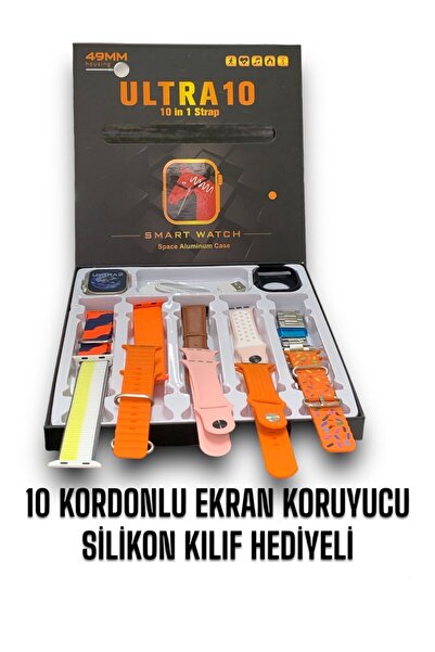 Fırsat7 Smart Watch Ultra 10 49 Mm 10İn1 Akıllı Saat 10 Kordonlu Takvim Spor ...