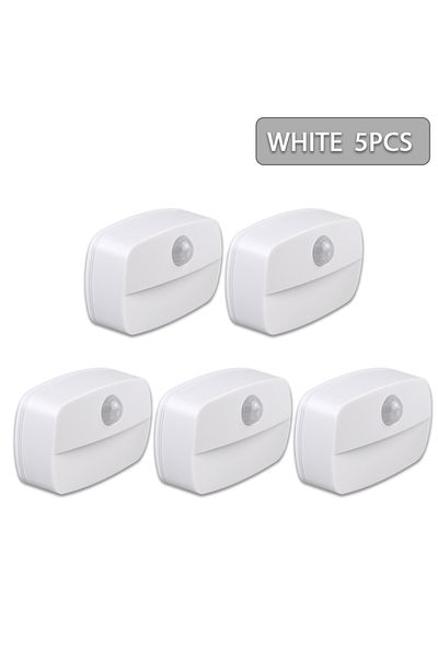 Choice 5PCS Cold White LED Night Light with Motion Sensor Cabinet Lamp Wireless Bedside Nightlight Battery