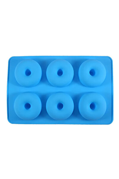 Choice قالب دونات سيليكون أزرق مكون من 6 فتحات، قالب خبز غير لاصق مقاوم للحرا...