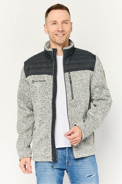 Free Country Men Heather Full Zip Fleece Sweater, Grey