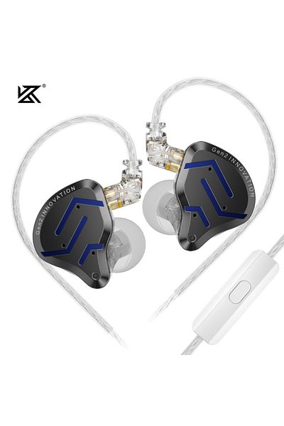 KZ Blue with mic KZ ZSN Pro 2 Hybrid Drive 1BA+1DD In Ear Metal Earphones HIFI Bass Headset Monitor Ear
