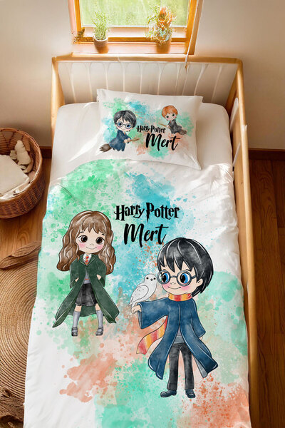 Homamia İsme Özel %100 Pamuk 100x200 Montessori Nevresim Takımı Harry Potter