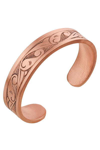 Demmex Unisex Handcrafted 100% Pure Copper Necklace and Bracelet Set 3mm Bracelet and Inlaid Rectangular Necklace