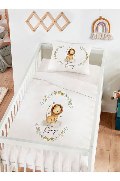 Homamia White Lion King Baby Duvet Cover Set