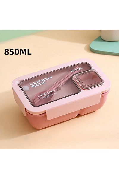 Choice Pink-850ML 850ml/1100ml Portable Lunch Box Microwave Bento Boxes with Tableware for Kids School Offi