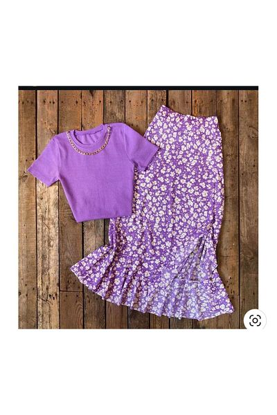 tülaybutik Women's Summer Floral Ruffled Skirt Product Height 80 cm