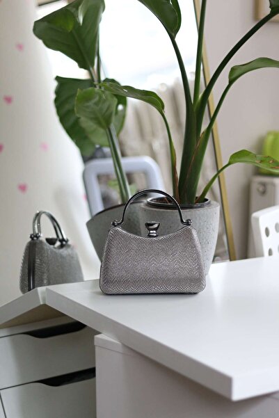 Moom Bag Γυναικεία τσάντα βραδινού φορέματος με πέτρα με πλατινένιο σχέδιο με...