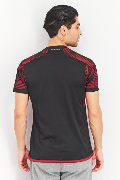 adidas Men Slim Fit V-neck Short Sleeve Germany 22/23 Away Shirt, Red