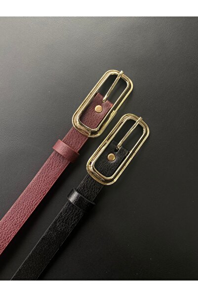 LİA KEMER Pachet de 2 curele pătrate cu cataramă aurie Curea de talie Curea d...