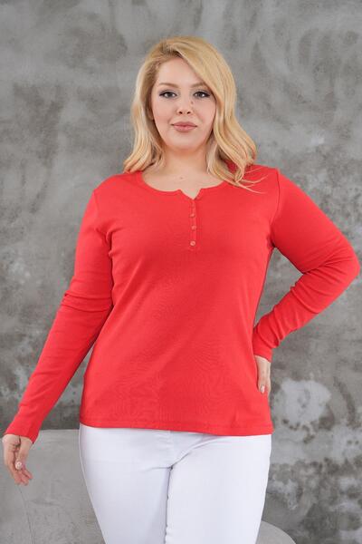 Siyezen Блуза от памук и спандекс с копчета за по-големи размери