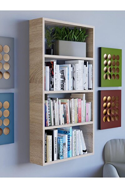 Detamob 1. Sınıf Mdf 5 Raflı Dekoratif Kitaplık, Beyaz Kitaplık, Ofis Kitaplı...