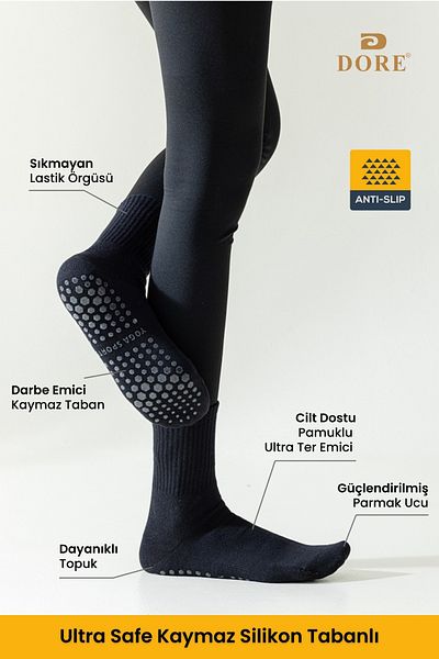 Dore Γνήσιες Premium Model 3 ζεύγη αντιολισθητικές κάλτσες γιόγκα Pilates με πετσέτα που απορροφά τον ιδρώτα