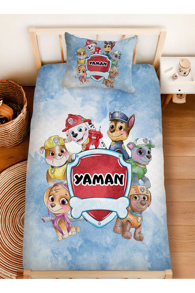 Homamia İsme Özel %100 Pamuk 160x230 Tek Kişilik Pike Takımı Paw Patrol