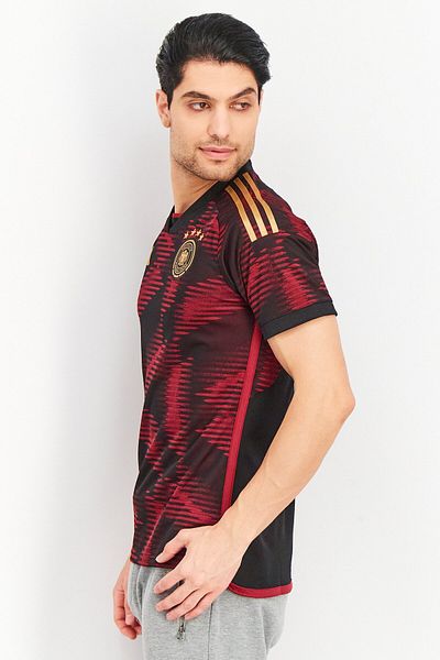 adidas Men Slim Fit V-neck Short Sleeve Germany 22/23 Away Shirt, Red