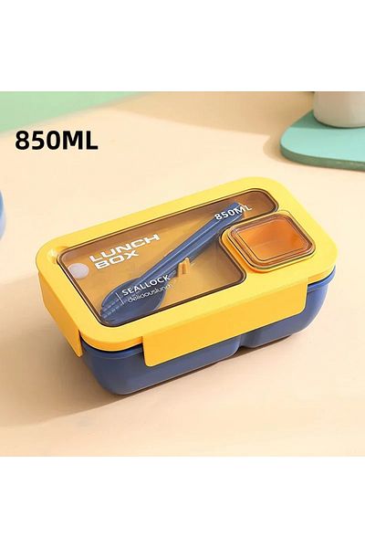 Choice Blue-850ML 850ml/1100ml Portable Lunch Box Microwave Bento Boxes with Tableware for Kids School Offi