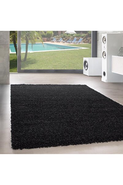 Pixel Modern 30 mm Tüylü Düz Toz Çıkarmaz Antialerjik Antrasit Dekoratif Shaggy Halı