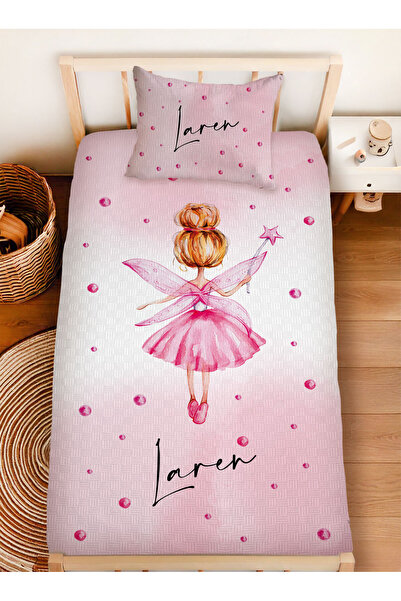 Homamia İsme Özel %100 Pamuk 160x230 Tek Kişilik Pike Takımı Mini Peri