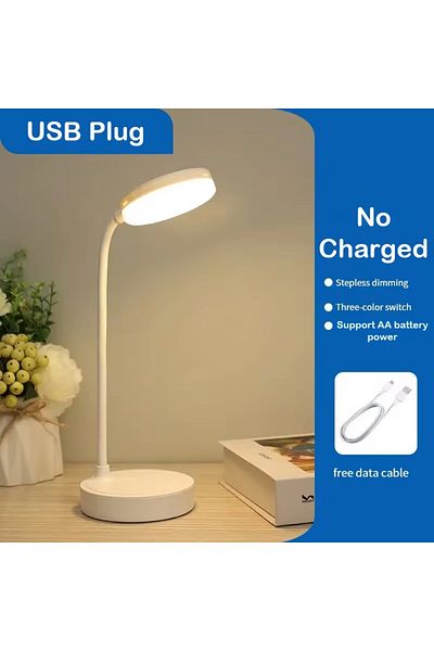 RUDECK Non Rechargeable Portable LED Desk Lamp Eye Protection 3 Modes Dimming for Bedroom Bedside USB Touch