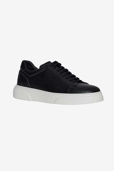 AC&Co / Altınyıldız Classics Pánské černé 100% kožené pohodlné tenisky s flexibilní podrážkou