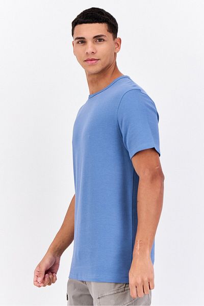 French Connection Men Crew Neck Short Sleeves Plain T-shirt, Blue