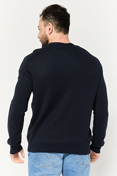 Perry Ellis Men V-Neck Long Sleeve Printed Cardigan, Navy