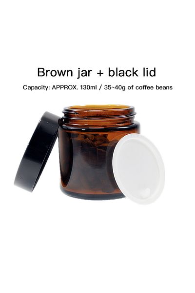 Choice Brown jar black lid Portable Glass Jar 130ml Coffee Beans Storage Tank Coffee Grinder Coffee Powder