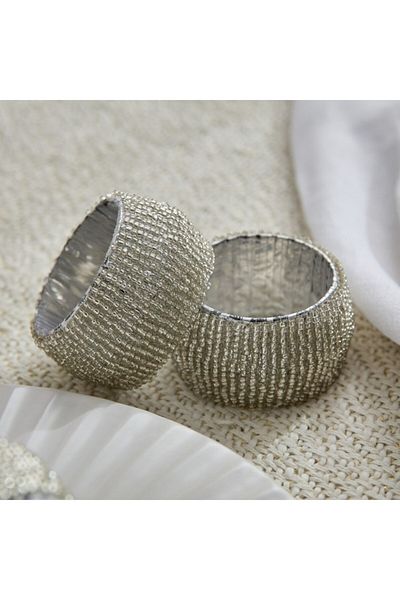 Home Box Blaze Beaded 4-Piece Napkin Rings Set 5 cm