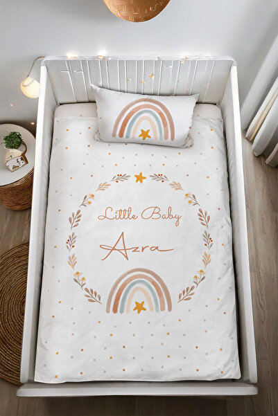 Homamia İsme Özel %100 Pamuk Bebek Nevresim Takımı Çiçekli