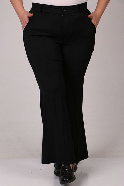 Eslina 29031 Large Size Flared Leg Trousers - Black