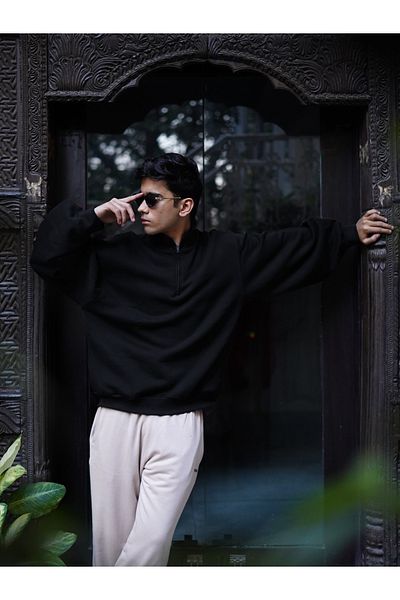 BayBayan Men's Half Zipper Premium Unprinted Stand Collar Sweatshirt