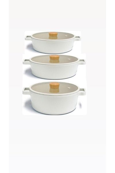 NEOFLAM Fika Beige 6 Piece Aluminum Cast 24cm 26cm Cookware Set