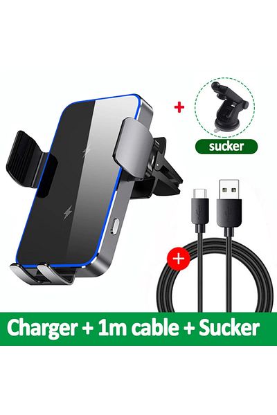 Choice Black with Sucker 30W Dual Coil Car Wireless Charger for Samsung Galaxy Z Flip 5 4 3 S22 iPhone Auto