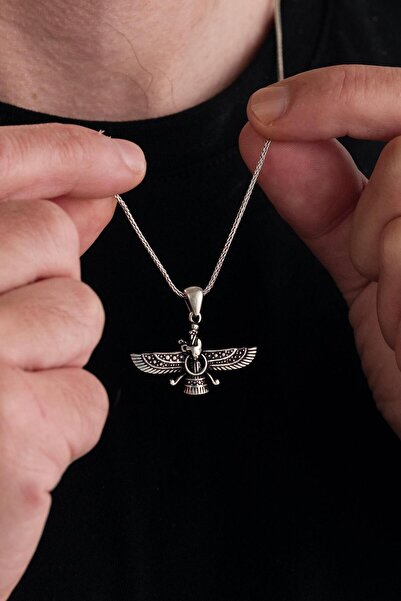 Tmt Silver Gümüş Ahura Mazda Figürlü Erkek ve Kadın Unisex Kolye