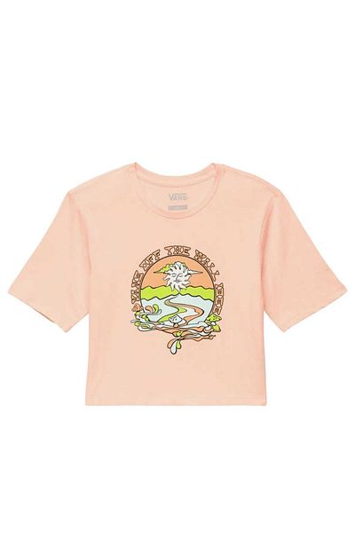 Vans Tricou roz pentru femei Resort Mix Cropped Tropical Peach