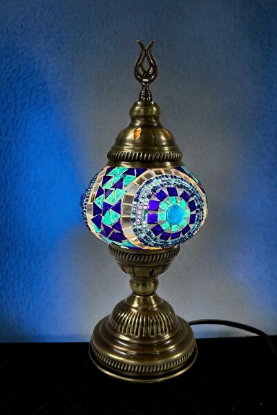 YILDIZ Masaüstü Dekoratif El Yapımı Mozaik Lamba - Mavi