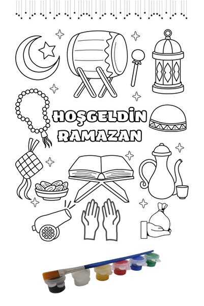Minik Mucizeler Ramazan Ayı Temalı Ahşap Poster Boyama Seti