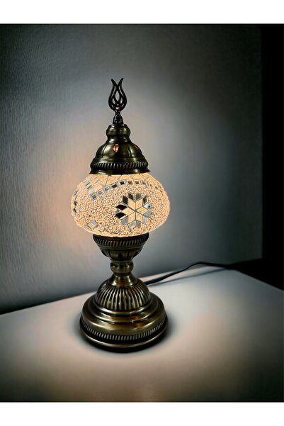 YILDIZ Masaüstü Otantik Osmanlı Mozaik Lamba - Beyaz