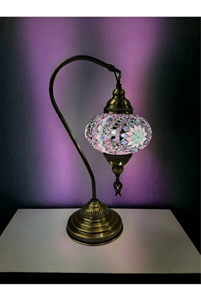 YILDIZ Masaüstü Otantik Deveboynu Mozaik Lamba - Mor Pembe