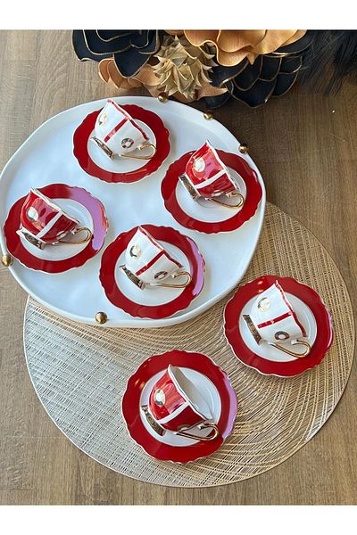 Mikasa Moor Red Bahia 6 Person 12 Piece Turkish Coffee Cup