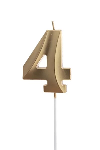 BeySüS Altın Rengi 4 Rakam Pasta Mumu